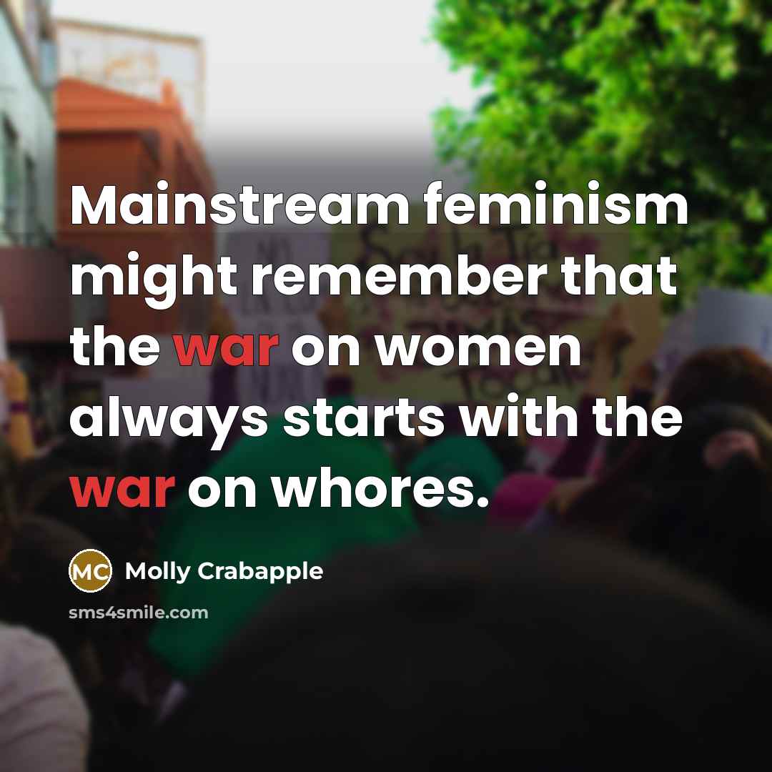 “Mainstream feminism might remember that the war on women always…” quote by Molly Crabapple
