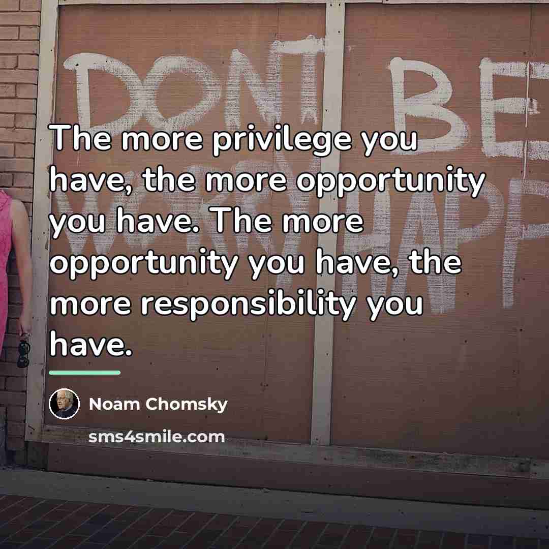 “The more privilege you have, the more opportunity you have.…” quote by Noam Chomsky