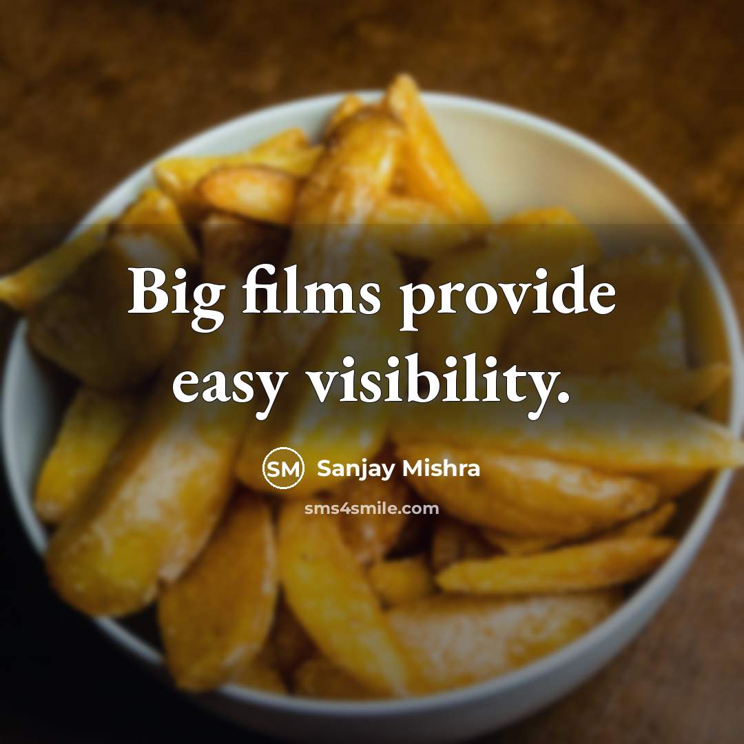 “Big films provide easy visibility.…” quote by Sanjay Mishra