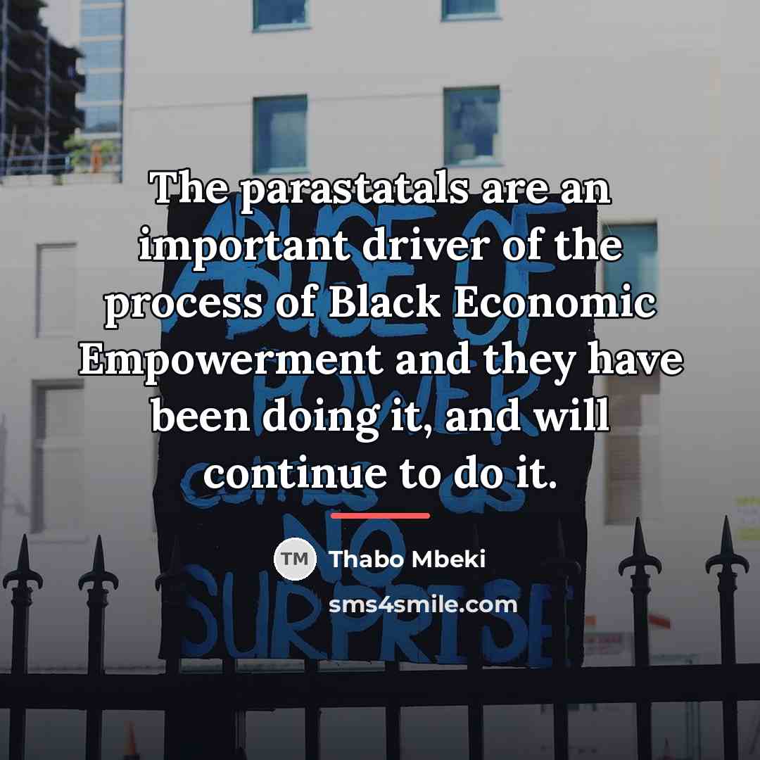 “The parastatals are an important driver of the process of…” quote by Thabo Mbeki