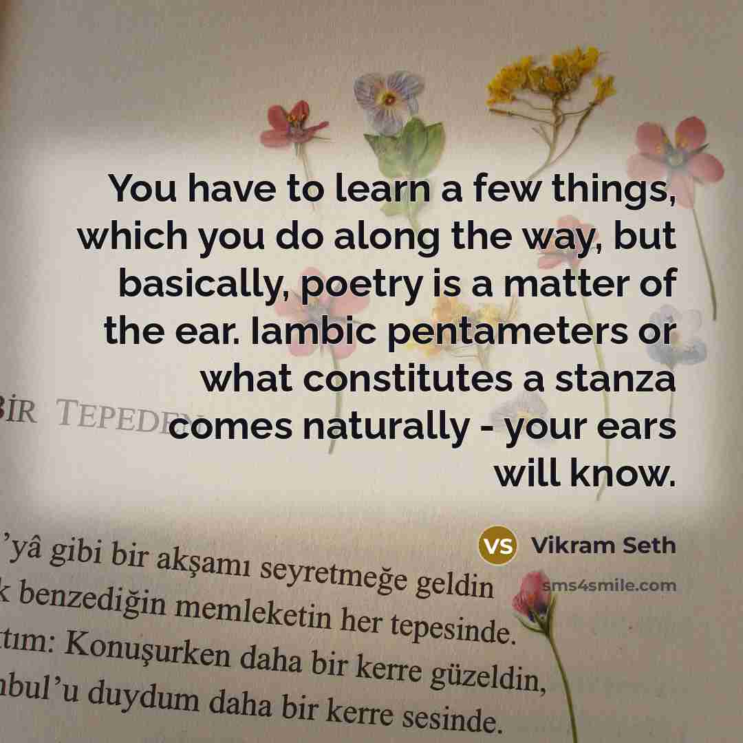 “You have to learn a few things, which you do…” quote by Vikram Seth