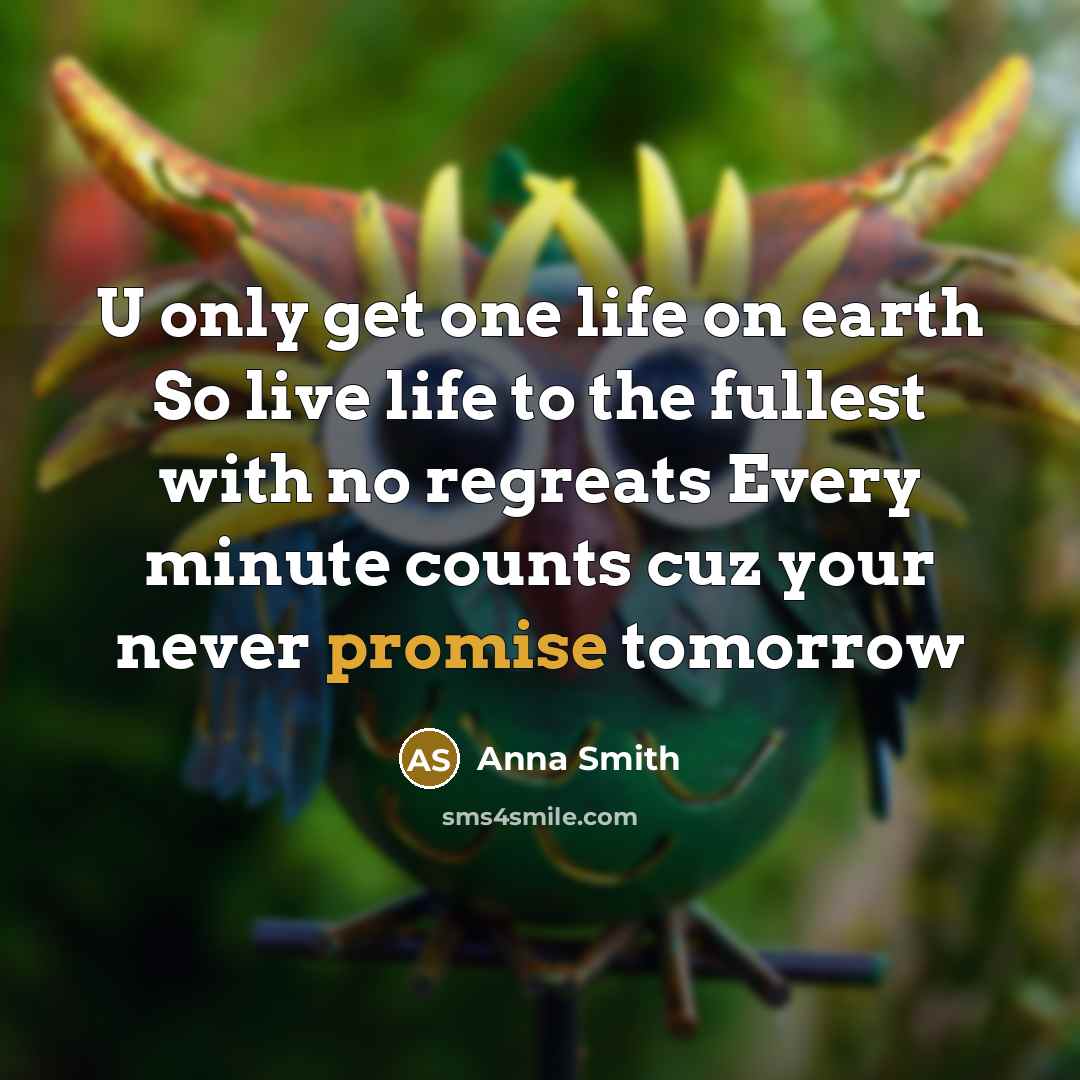 “U only get one life on earth So live life…” quote by Anna Smith