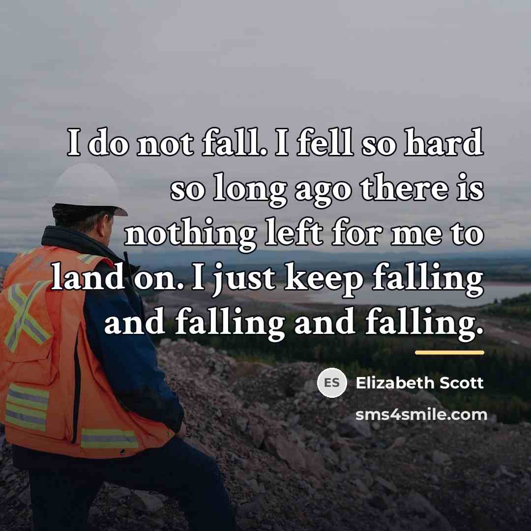 “I do not fall. I fell so hard so long…” quote by Elizabeth Scott
