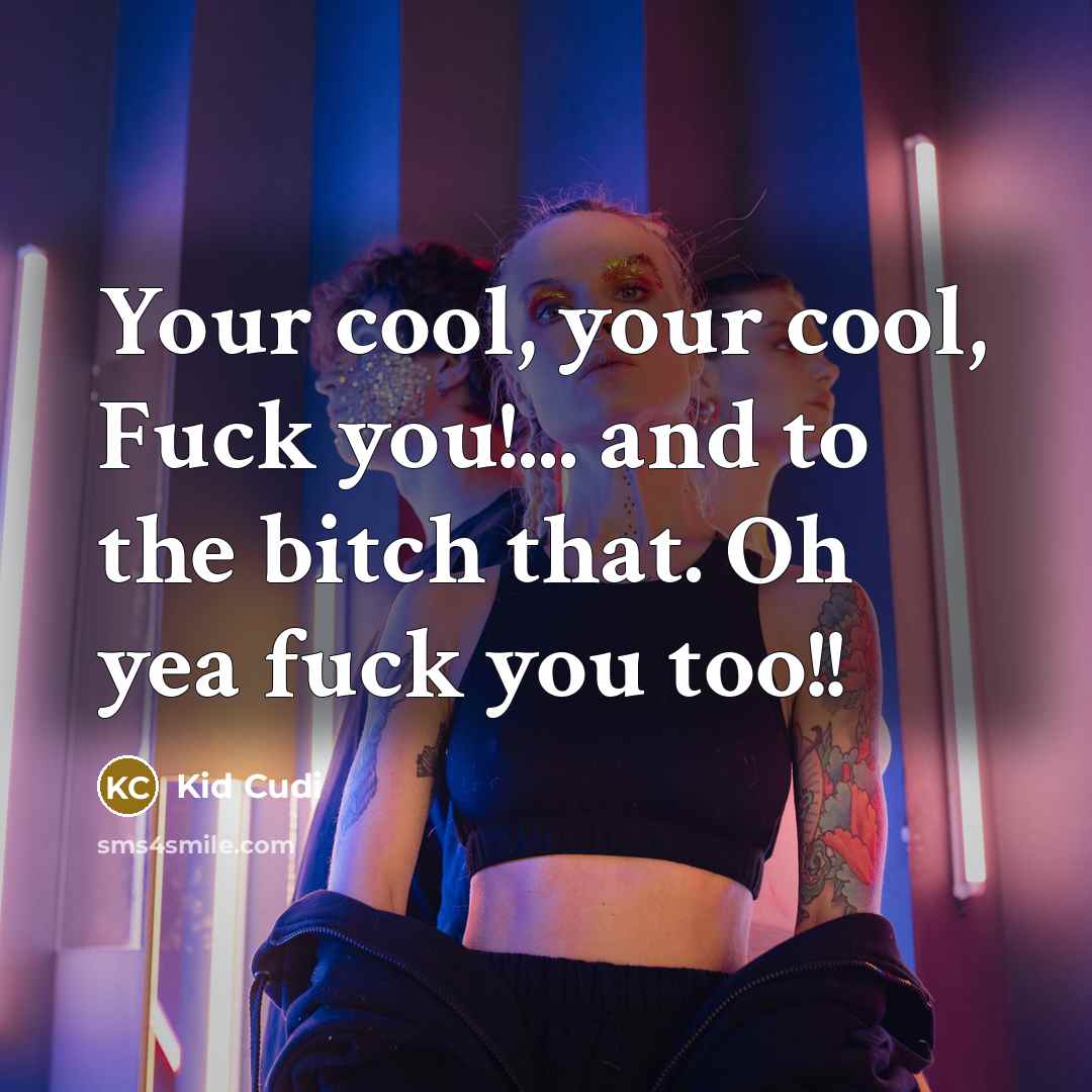 “Your cool, your cool, Fuck you!... and to the bitch…” quote by Kid Cudi