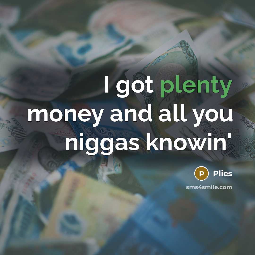 “I got plenty money and all you niggas knowin'…” quote by Plies