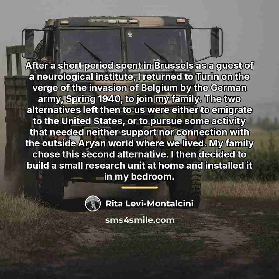 “After a short period spent in Brussels as a guest…” quote by Rita Levi-Montalcini