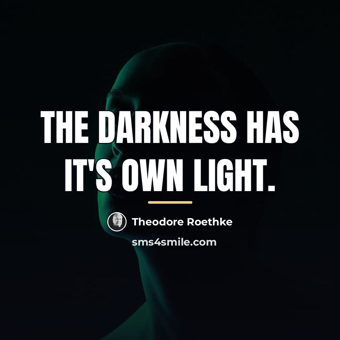 “The darkness has it's own light.…” quote by Theodore Roethke