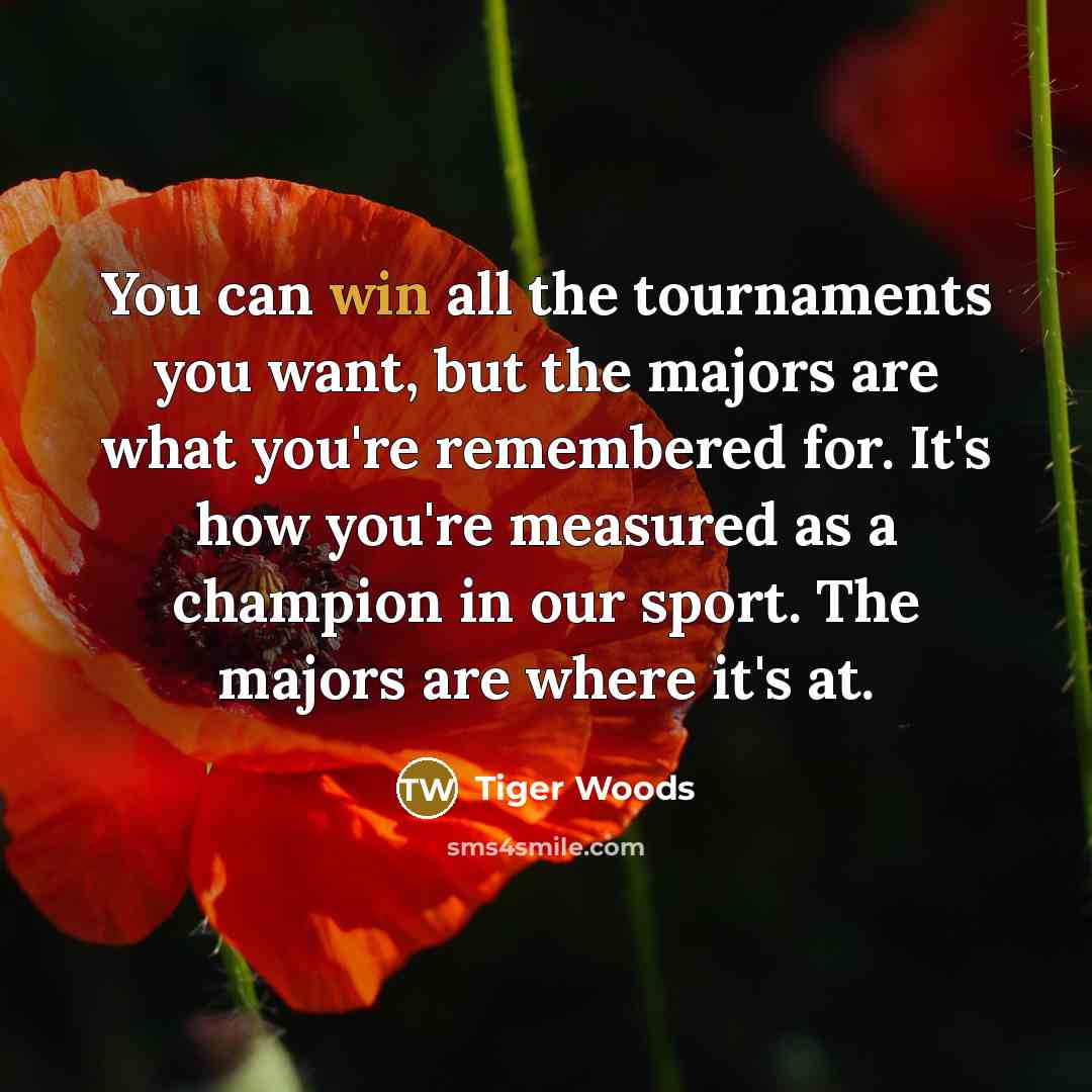 “You can win all the tournaments you want, but the…” quote by Tiger Woods