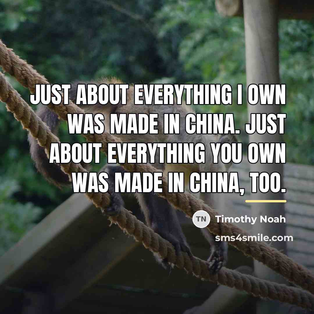 “Just about everything I own was made in China. Just…” quote by Timothy Noah