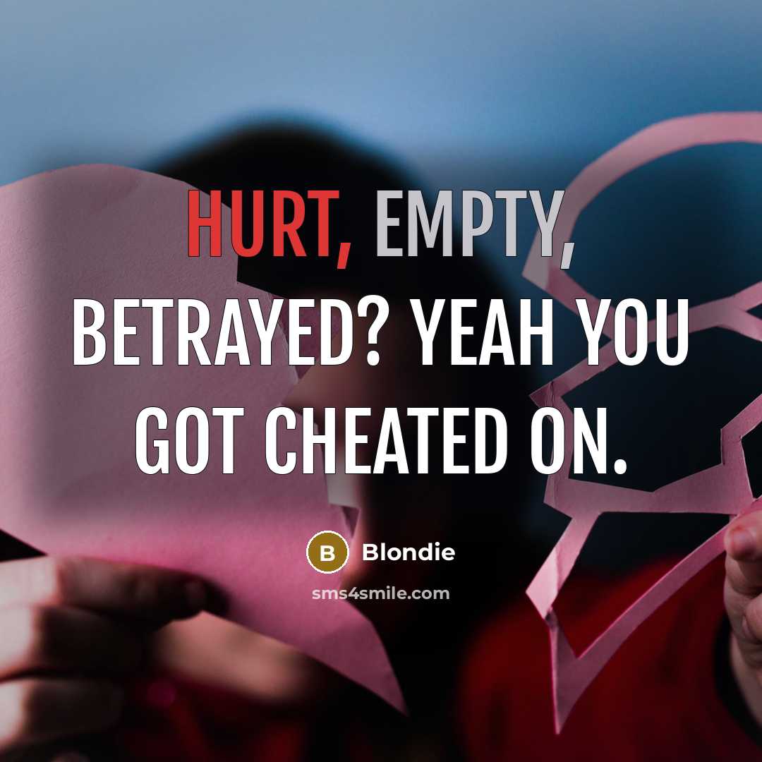 “Hurt, empty, betrayed? yeah you got cheated on.…” quote by Blondie