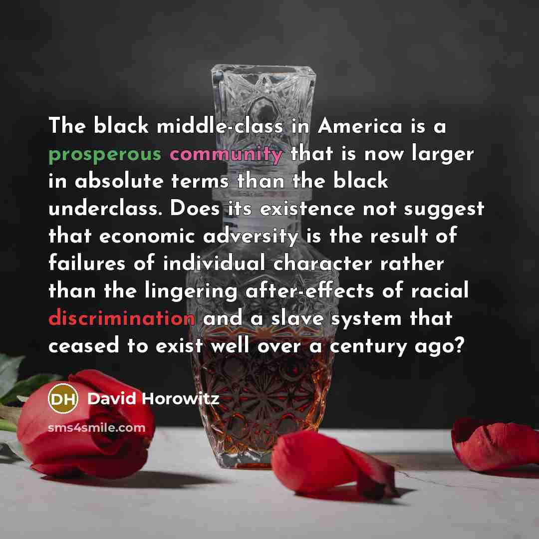 “The black middle-class in America is a prosperous community that…” quote by David Horowitz