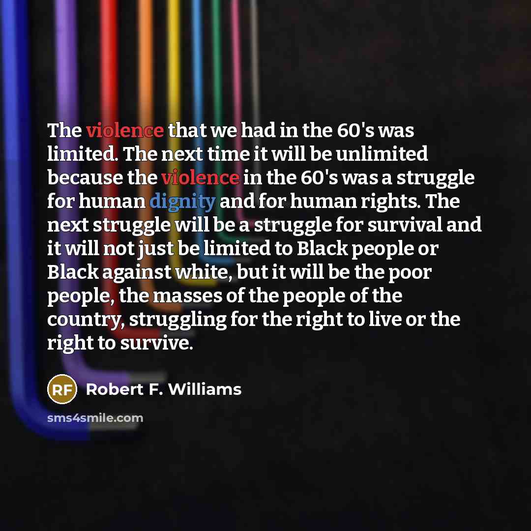 “The violence that we had in the 60's was limited.…” quote by Robert F. Williams