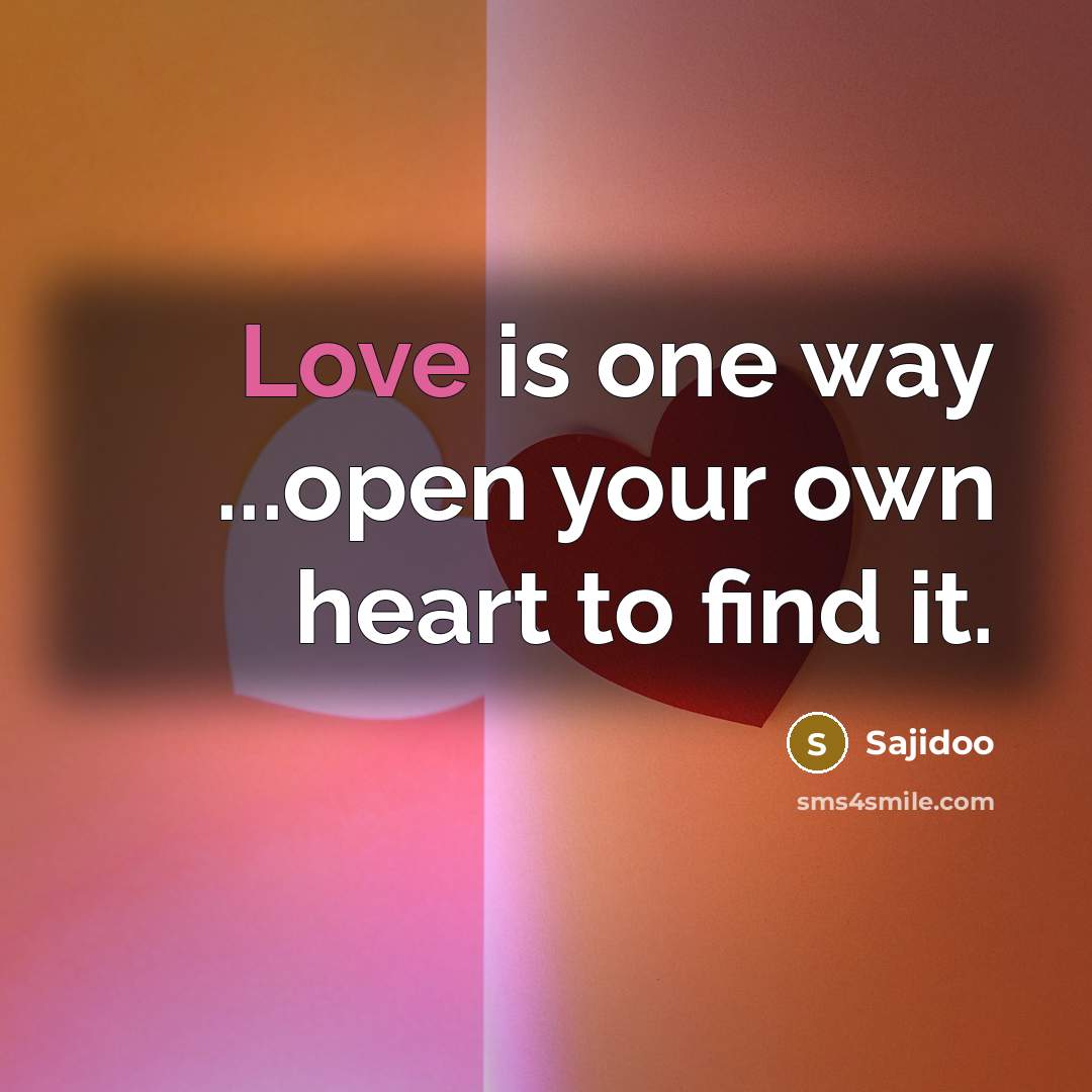 “Love is one way ...open your own heart to find…” quote by Sajidoo