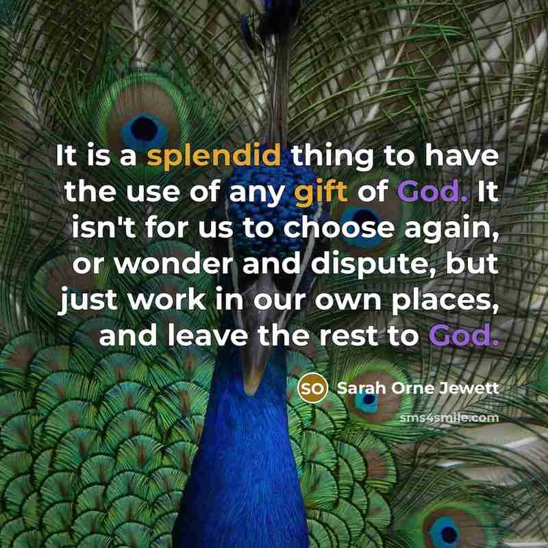 “It is a splendid thing to have the use of…” quote by Sarah Orne Jewett