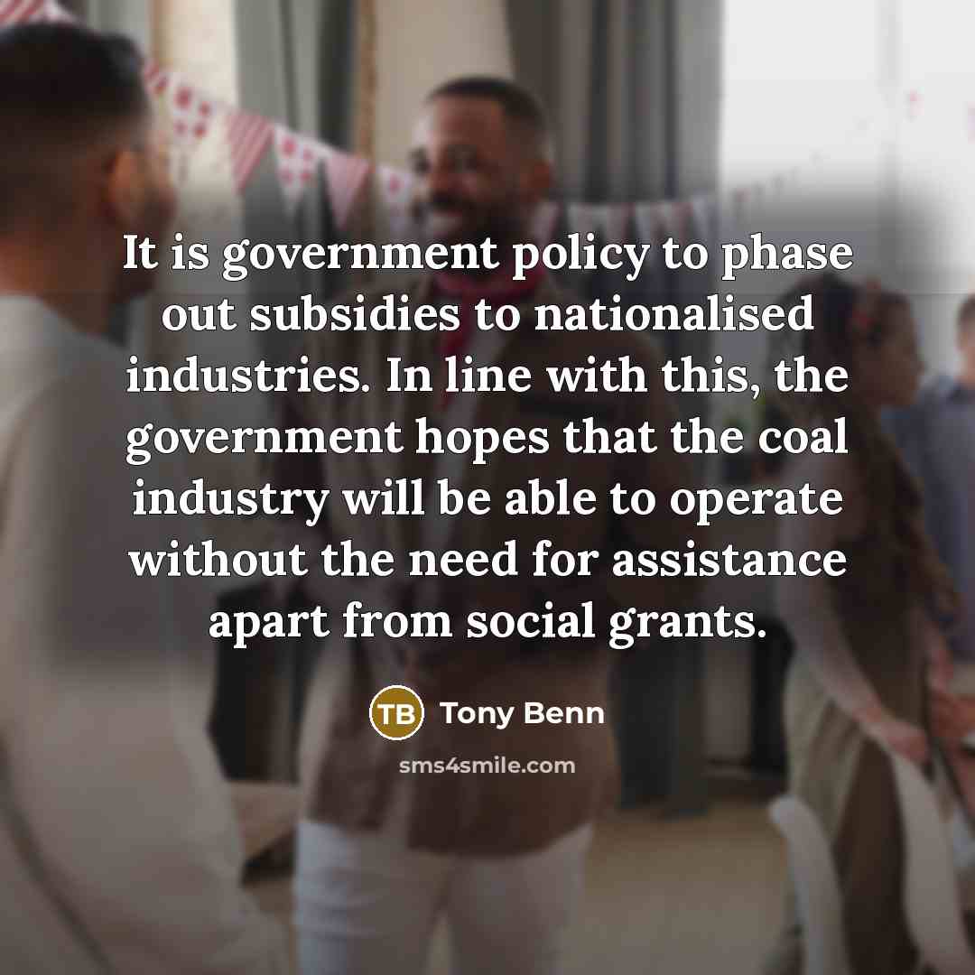 “It is government policy to phase out subsidies to nationalised…” quote by Tony Benn