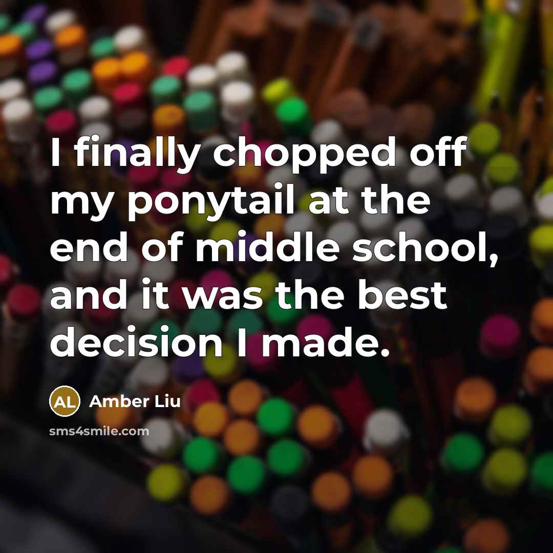 “I finally chopped off my ponytail at the end of…” quote by Amber Liu