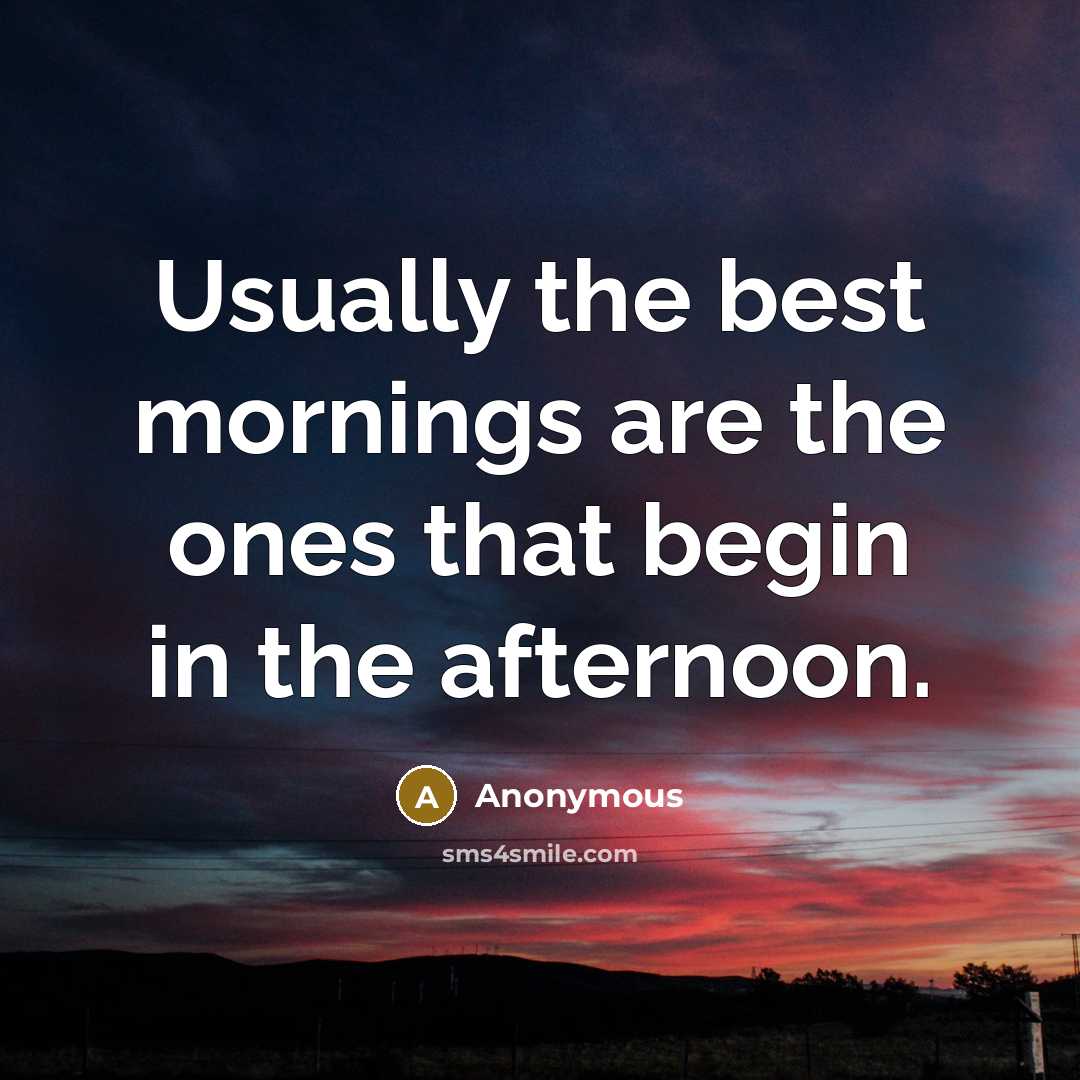 “Usually the best mornings are the ones that begin in the afternoon.” quote by Anonymous