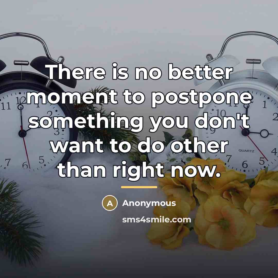 “There is no better moment to postpone something you don't…” quote by Anonymous