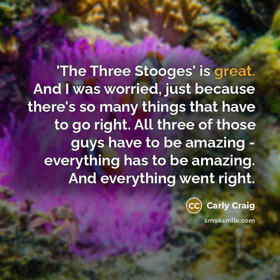 “'The Three Stooges' is great. And I was worried, just…” quote by Carly Craig