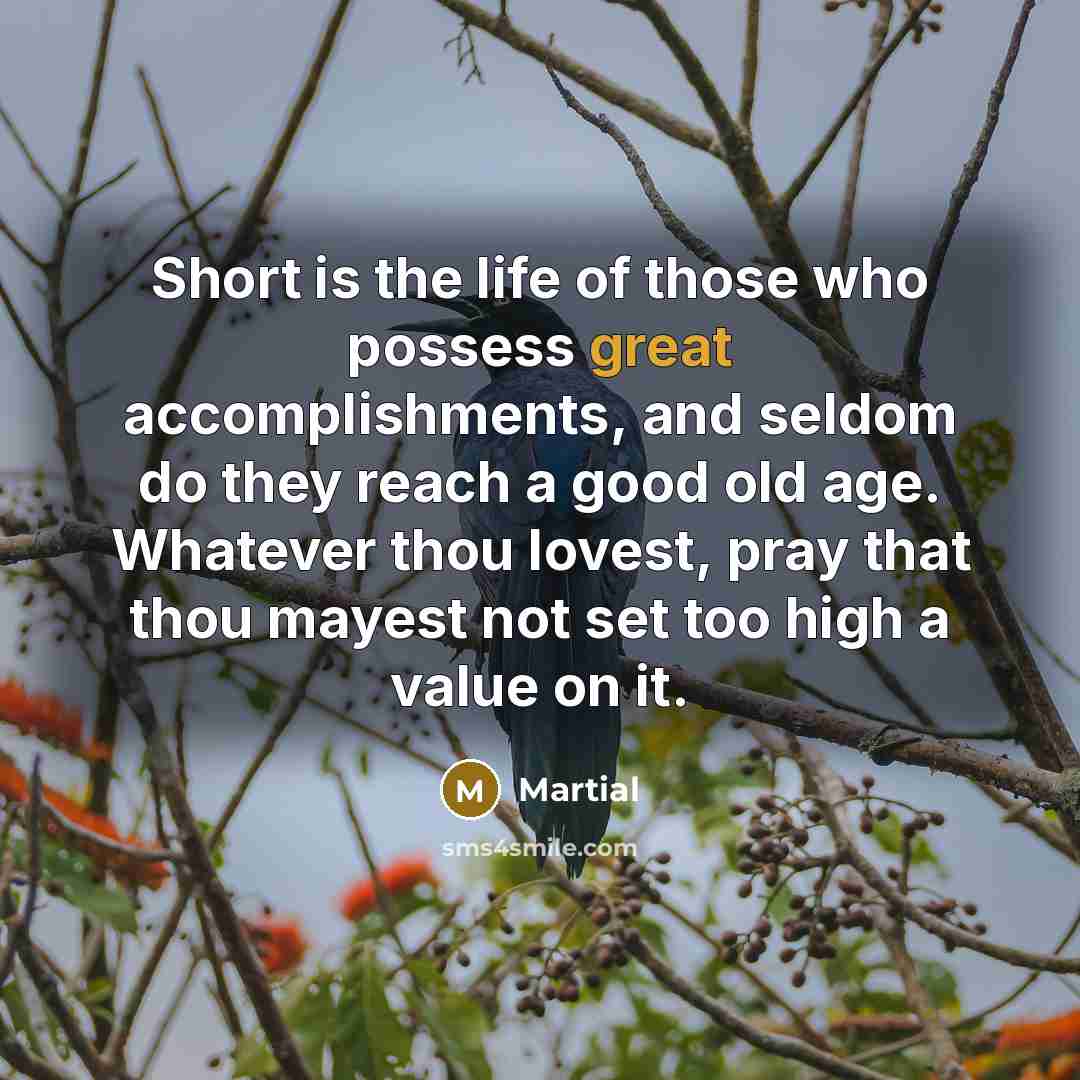 “Short is the life of those who possess great accomplishments,…” quote by Martial