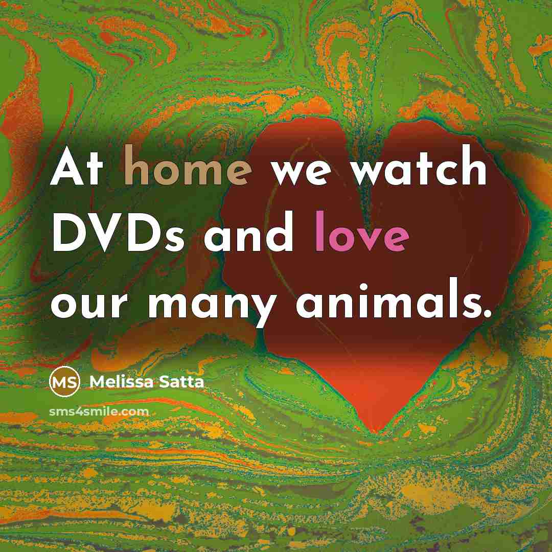 “At home we watch DVDs and love our many animals.…” quote by Melissa Satta
