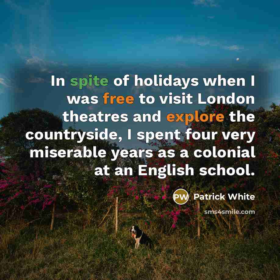 “In spite of holidays when I was free to visit…” quote by Patrick White