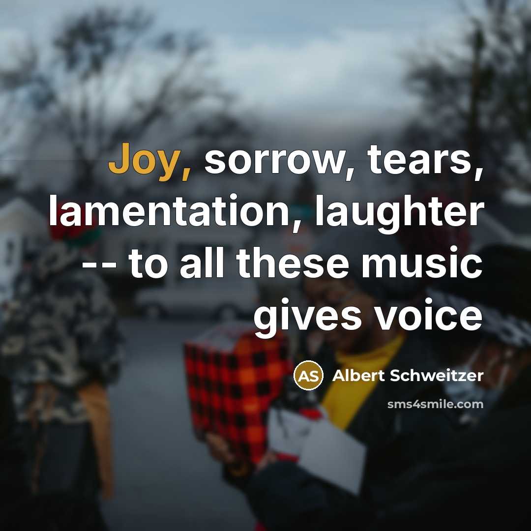 “Joy, sorrow, tears, lamentation, laughter -- to all these music…” quote by Albert Schweitzer
