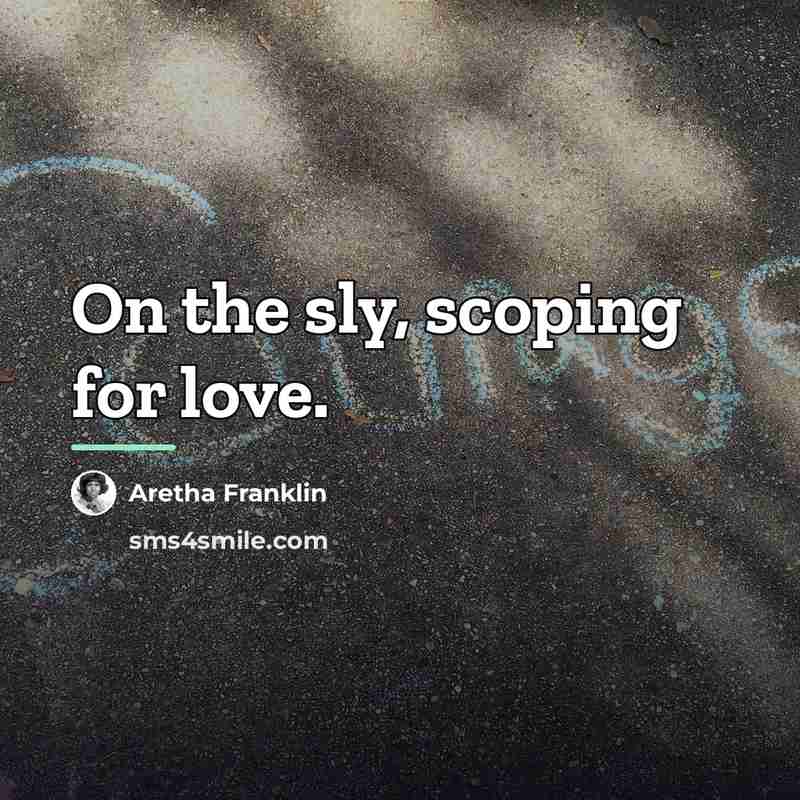 “On the sly, scoping for love.…” quote by Aretha Franklin
