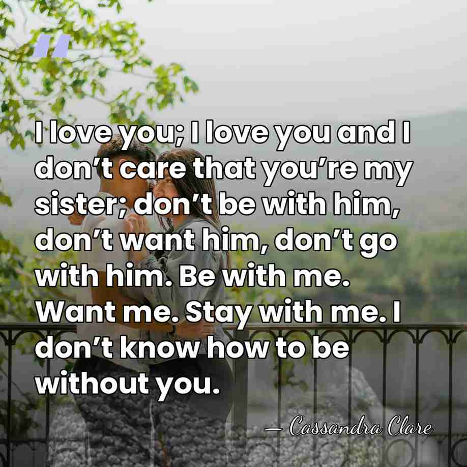 I love you; I love you and I don’t care that you’re&hellip; - Cassandra Clare