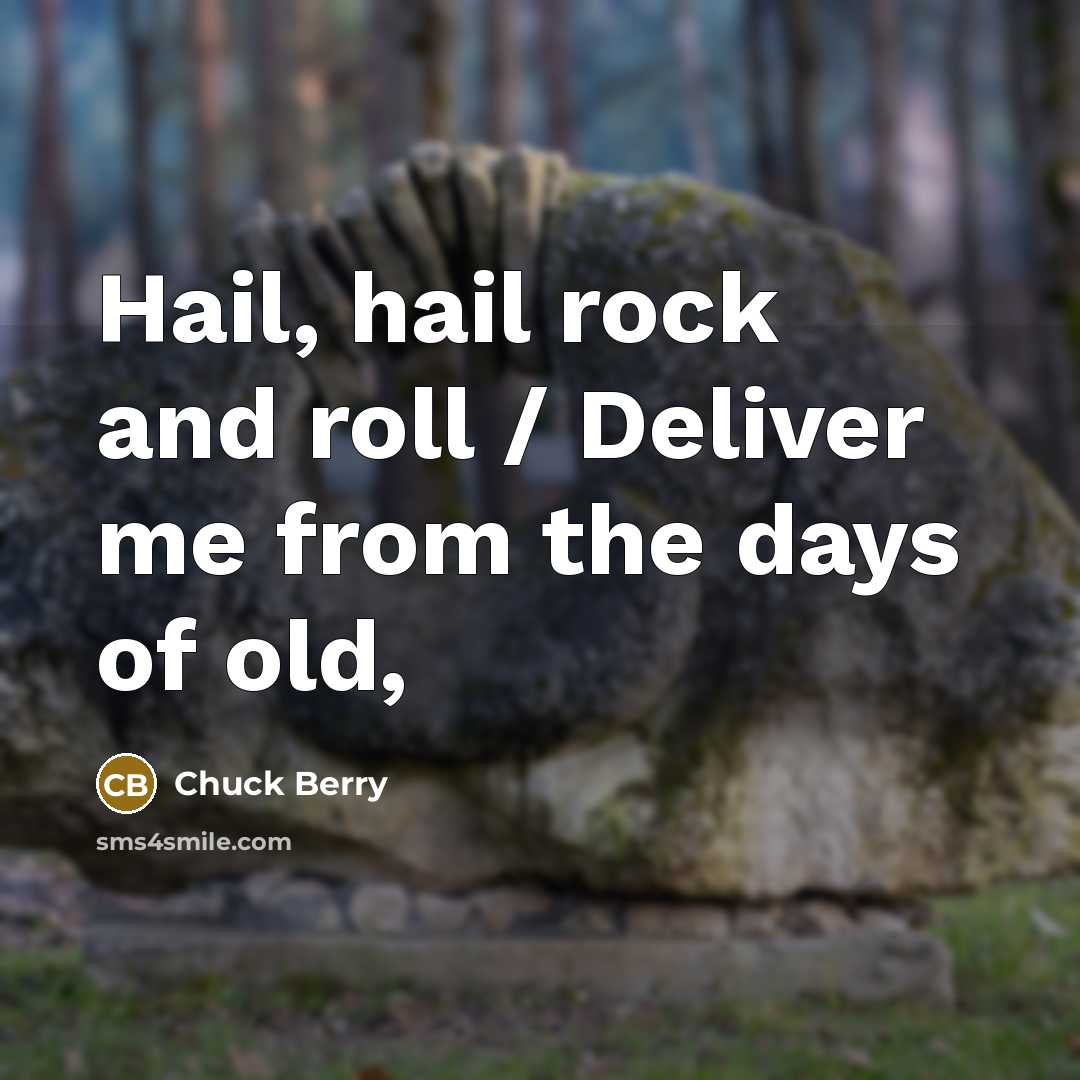 “Hail, hail rock and roll / Deliver me from the…” quote by Chuck Berry