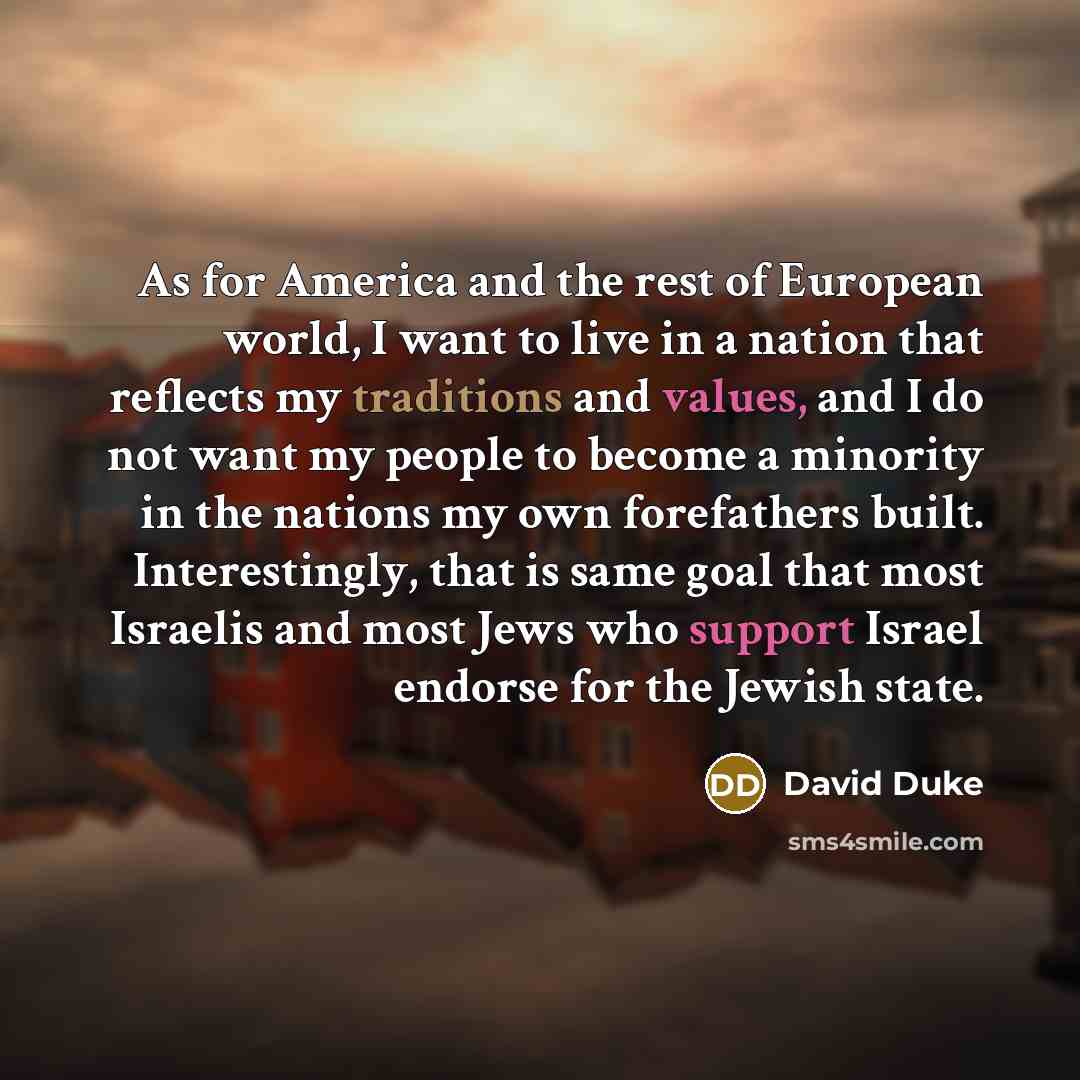 “As for America and the rest of European world, I…” quote by David Duke