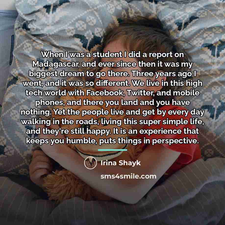 “When I was a student I did a report on…” quote by Irina Shayk