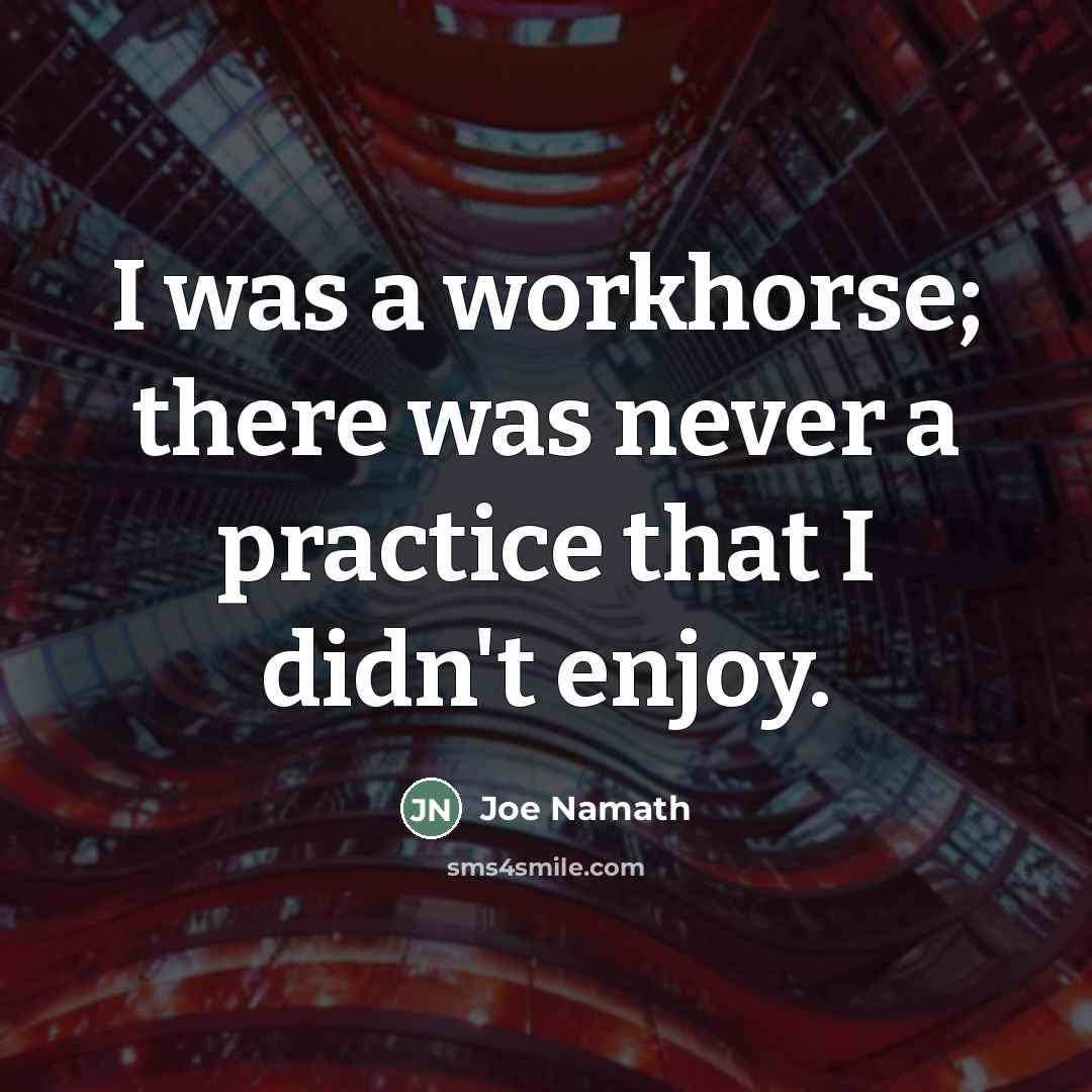 “I was a workhorse; there was never a practice that…” quote by Joe Namath
