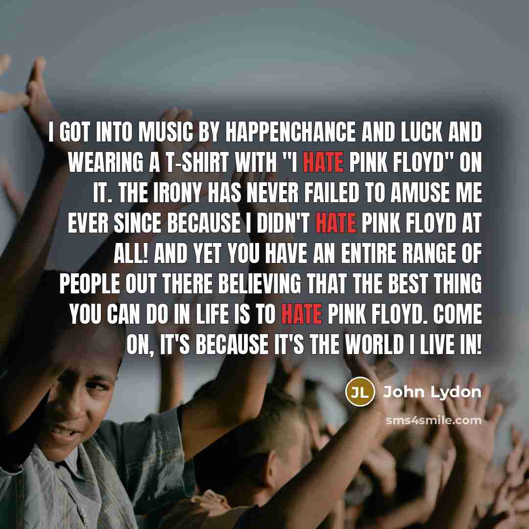 “I got into music by happenchance and luck and wearing…” quote by John Lydon