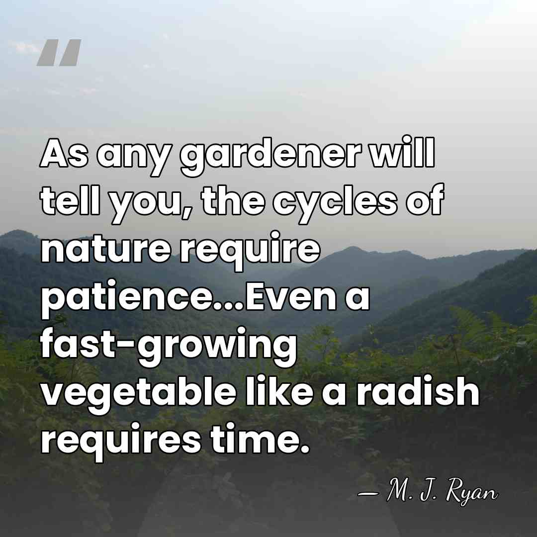 As any gardener will tell you, the cycles of nature require patience...Even&hellip; - M. J. Ryan