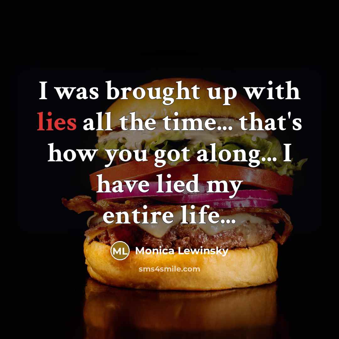 “I was brought up with lies all the time... that's…” quote by Monica Lewinsky