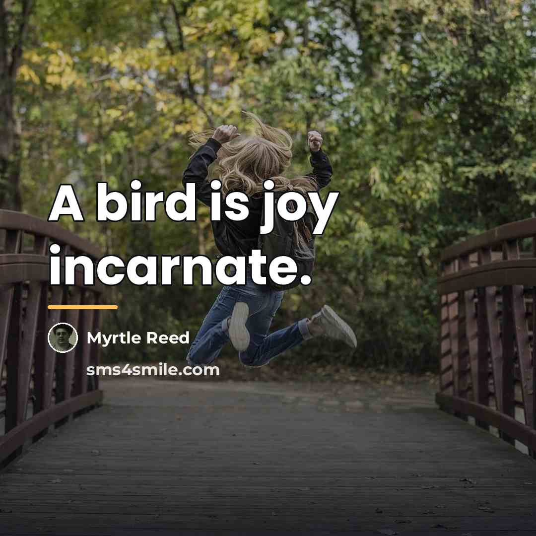 “A bird is joy incarnate.…” quote by Myrtle Reed