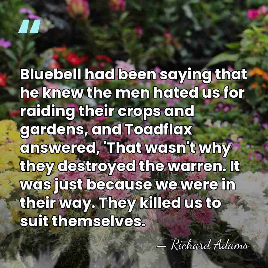 Bluebell had been saying that he knew the men hated us for&hellip; - Richard Adams