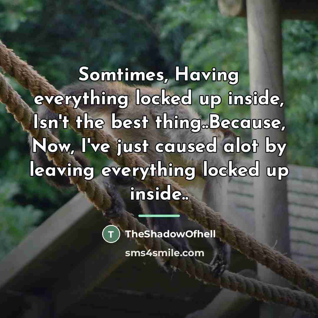 “Somtimes, Having everything locked up inside, Isn't the best thing..Because,…” quote by TheShadowOfhell