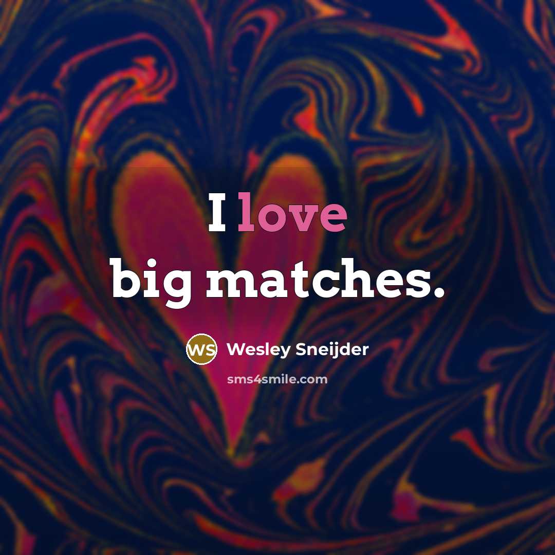 “I love big matches.…” quote by Wesley Sneijder
