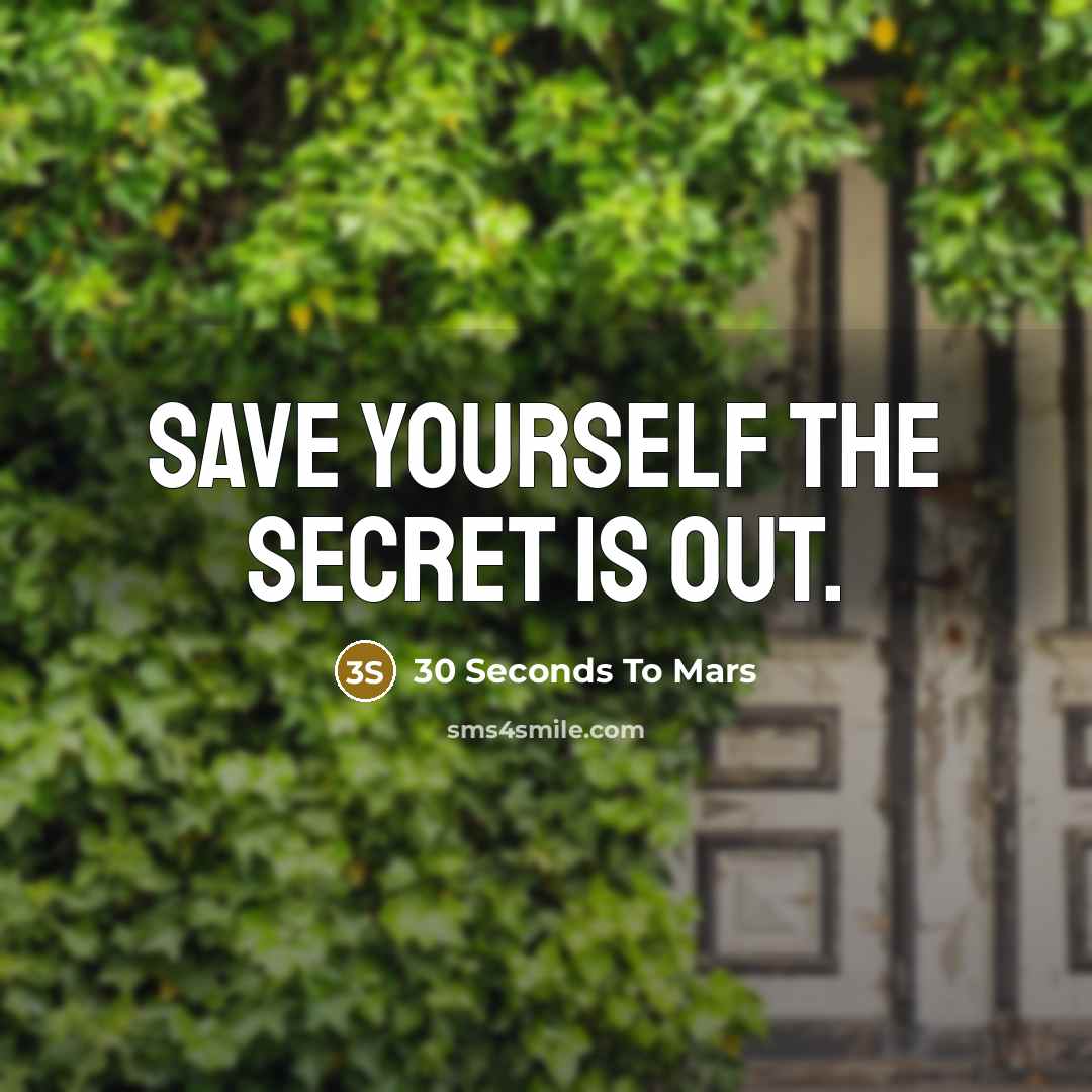 “Save yourself the secret is out.” quote by 30 Seconds To Mars
