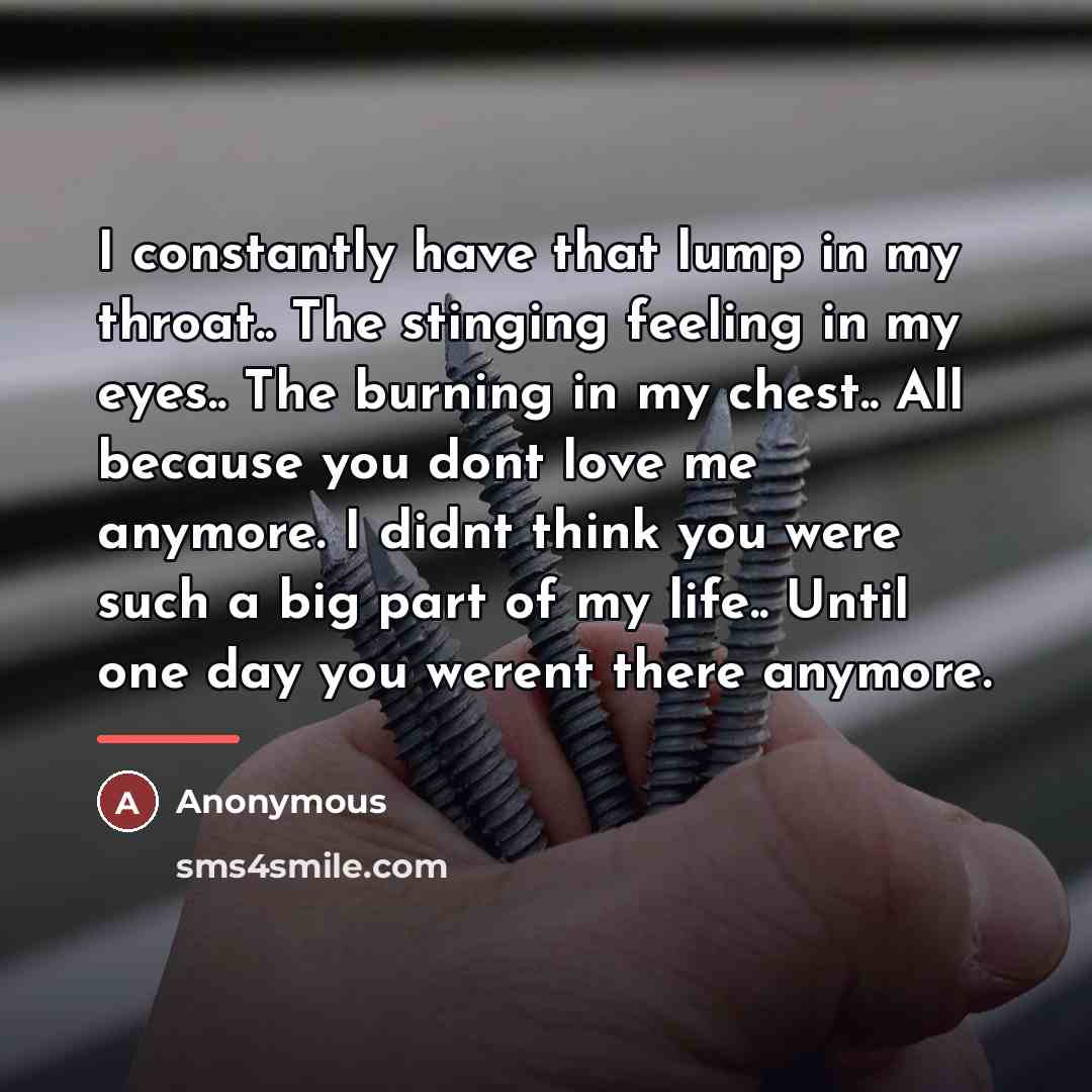 “I constantly have that lump in my throat.. The stinging…” quote by Anonymous