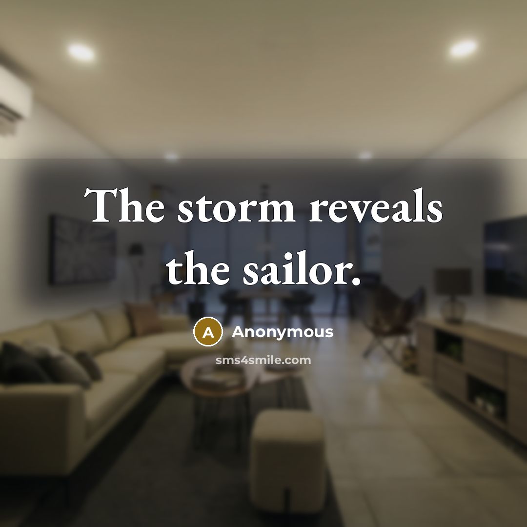 “The storm reveals the sailor.…” quote by Anonymous