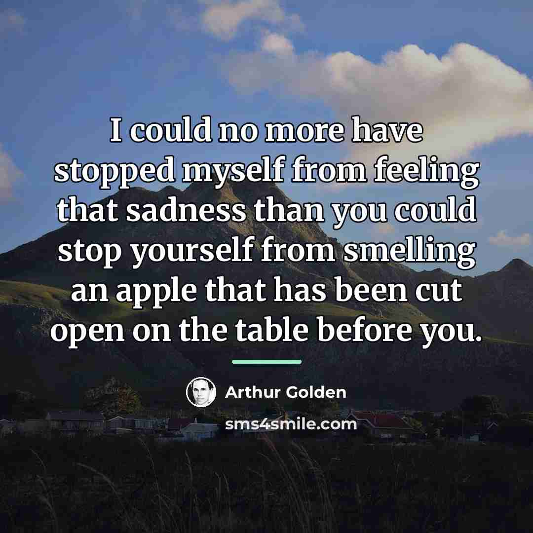 “I could no more have stopped myself from feeling that…” quote by Arthur Golden