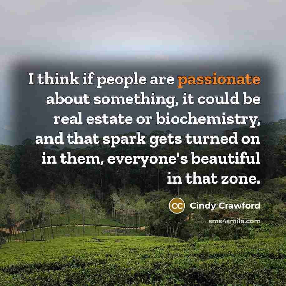 “I think if people are passionate about something, it could…” quote by Cindy Crawford