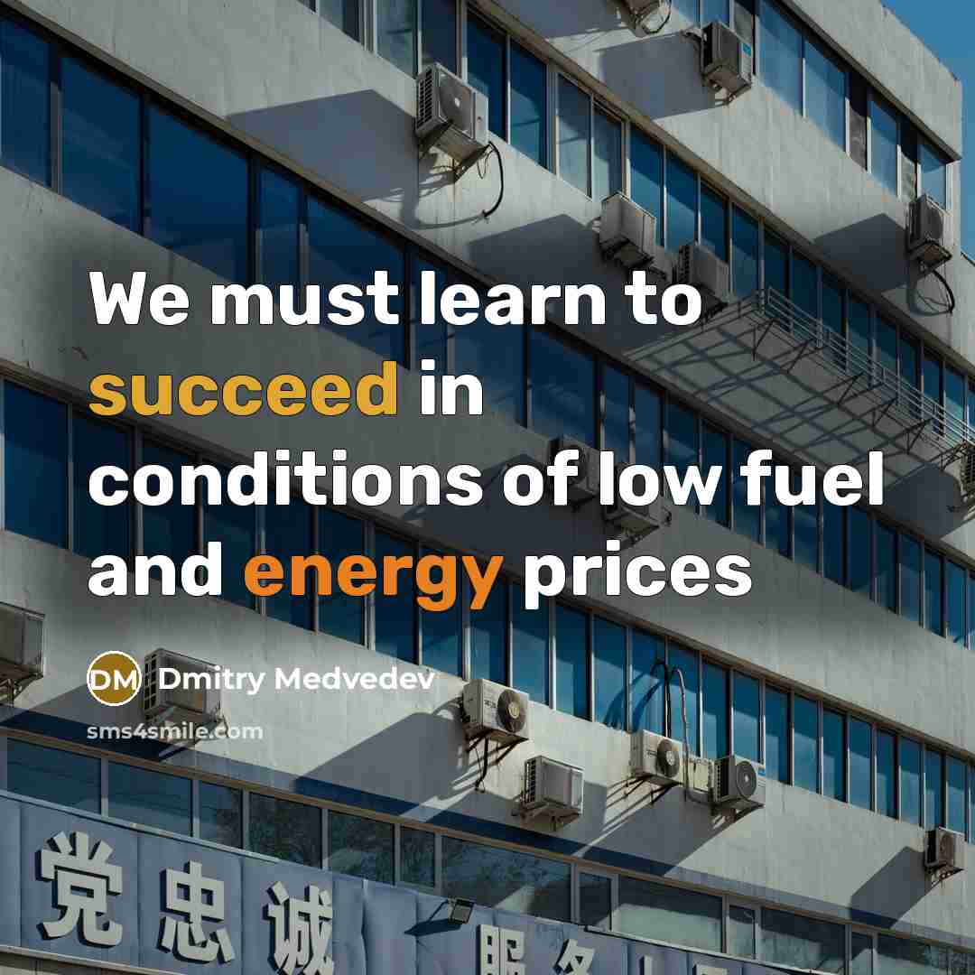 “We must learn to succeed in conditions of low fuel and energy prices” quote by Dmitry Medvedev