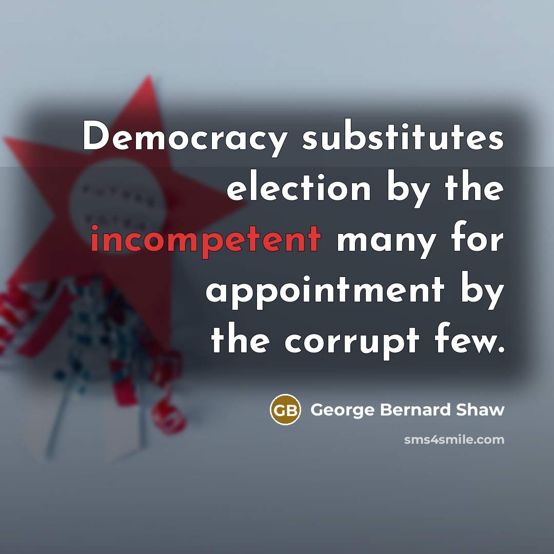 “Democracy substitutes election by the incompetent many for appointment by…” quote by George Bernard Shaw