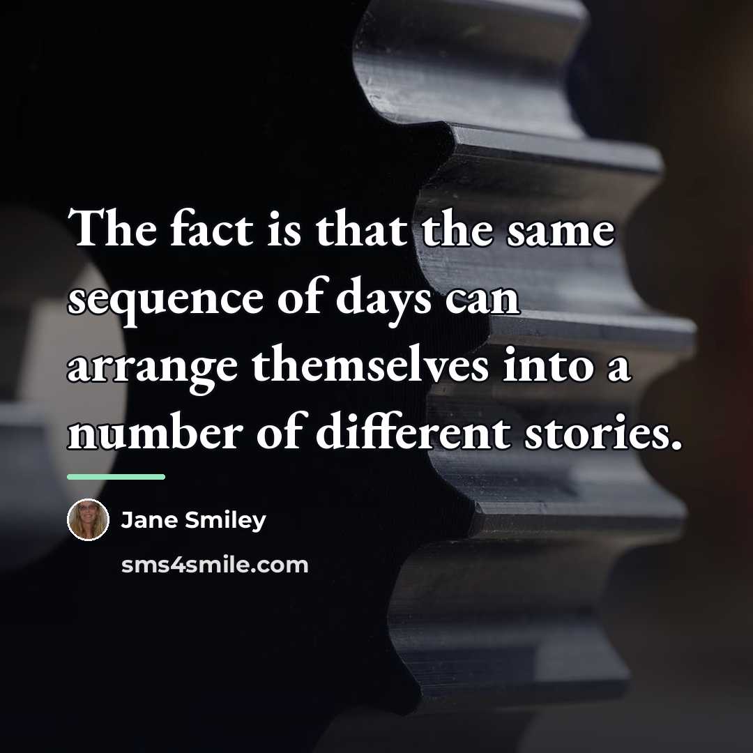 “The fact is that the same sequence of days can…” quote by Jane Smiley