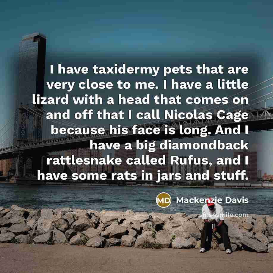 “I have taxidermy pets that are very close to me.…” quote by Mackenzie Davis