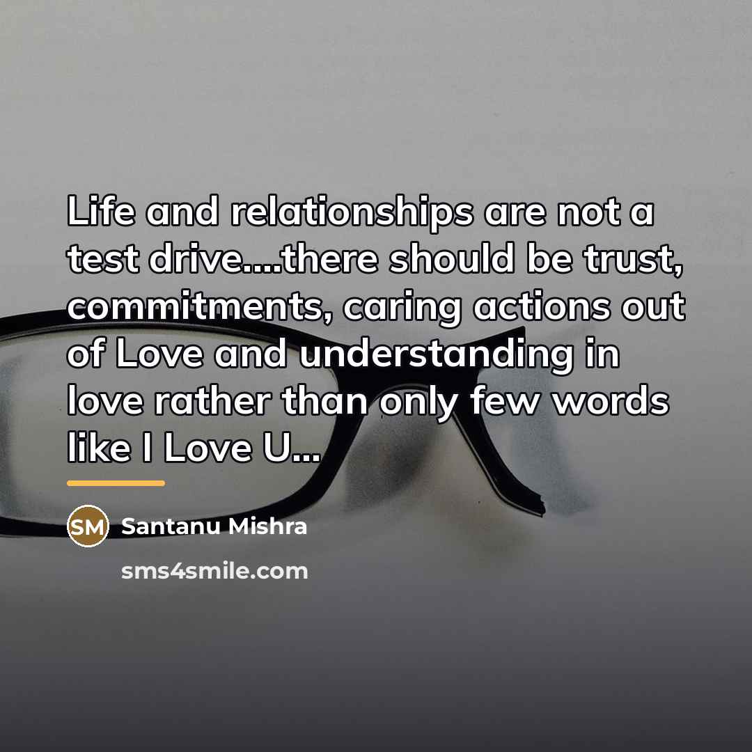 “Life and relationships are not a test drive....there should be…” quote by Santanu Mishra